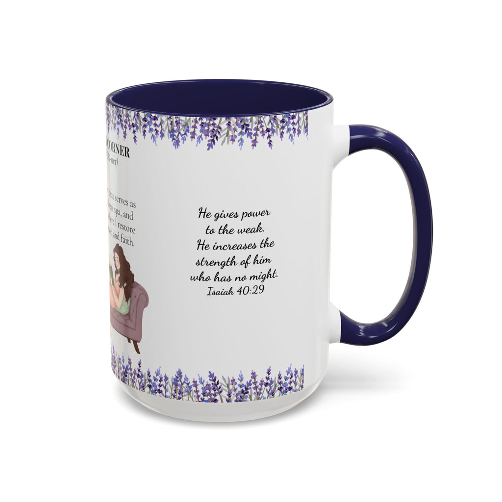Slow-Living Corner Accent Coffee/Tea Mug — Inspirational Christian Relaxation Lavender (11/15oz)