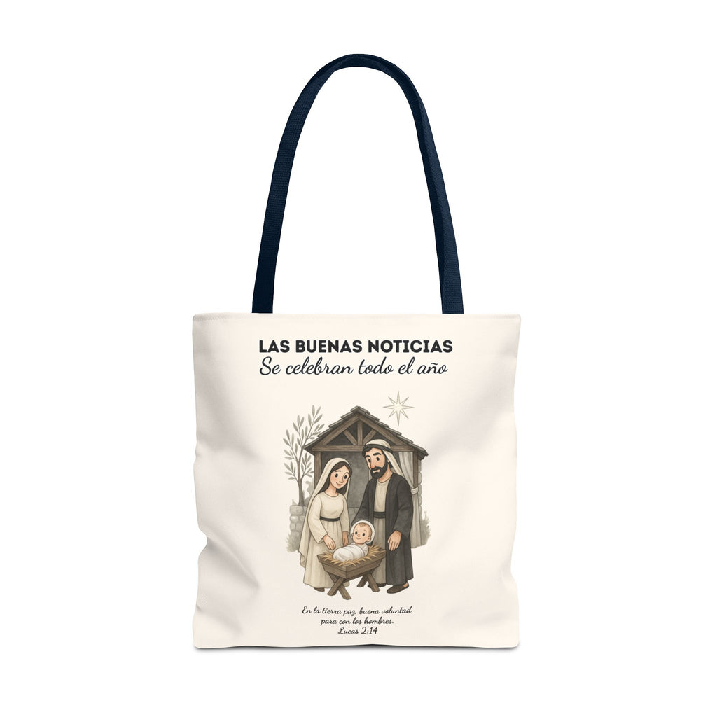 Nativity Tote Bag Year Round (Cream Color)  — "Las Buenas Noticias" Spanish Nativity Tote