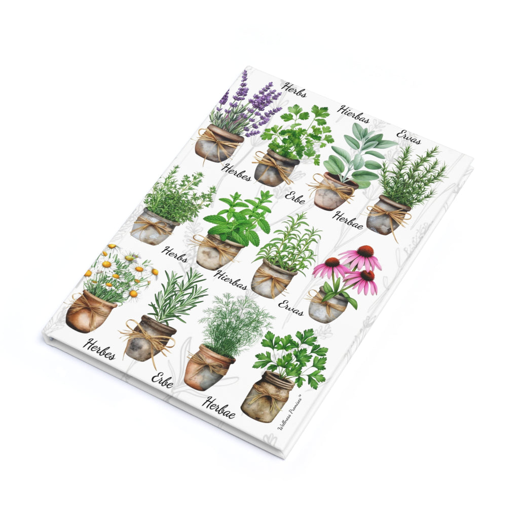 Herb Garden Watercolor Hardcover Journal, Nature Lover's Journal, A5 Plant Notebook, Garden Lover Gift, Vegan Recipe Journal, Floral Stationery