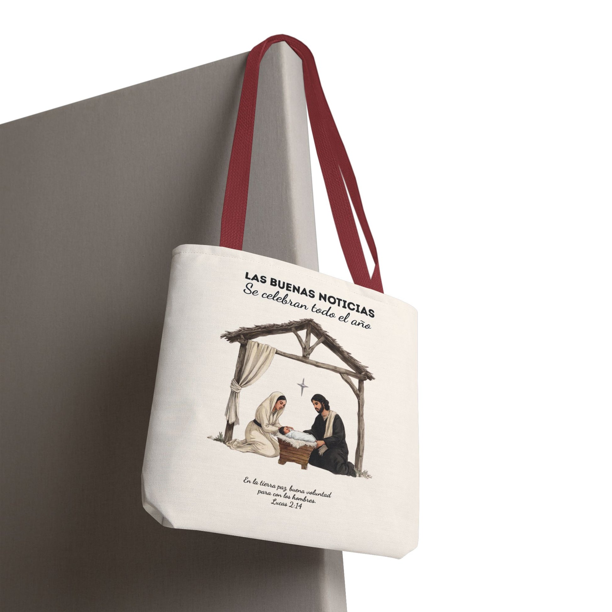 Nativity Tote Bag Year Round (Cream Color)  — "Las Buenas Noticias" Spanish Nativity Tote
