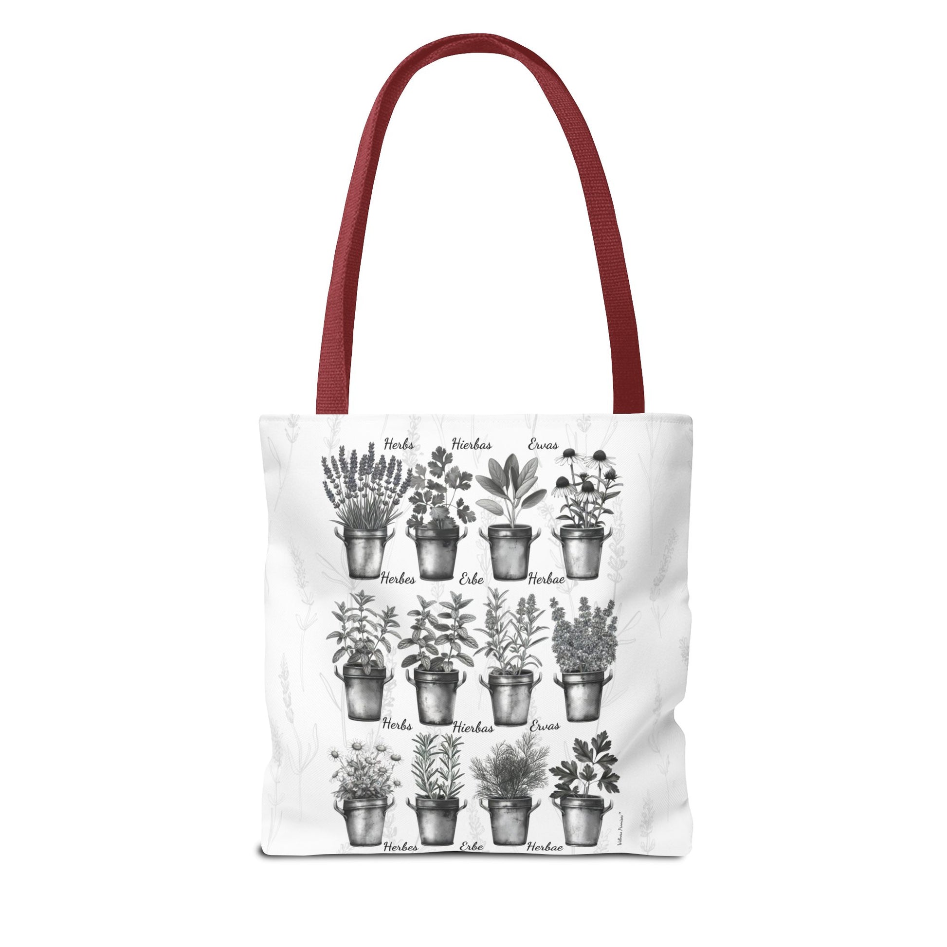 6 Language Black & White Herbal Garden Tote Bag | Botanical Shopping Tote | Eco-Friendly Grocery Bag, Plant Lover Gift, Garden Decor, Mothers Day