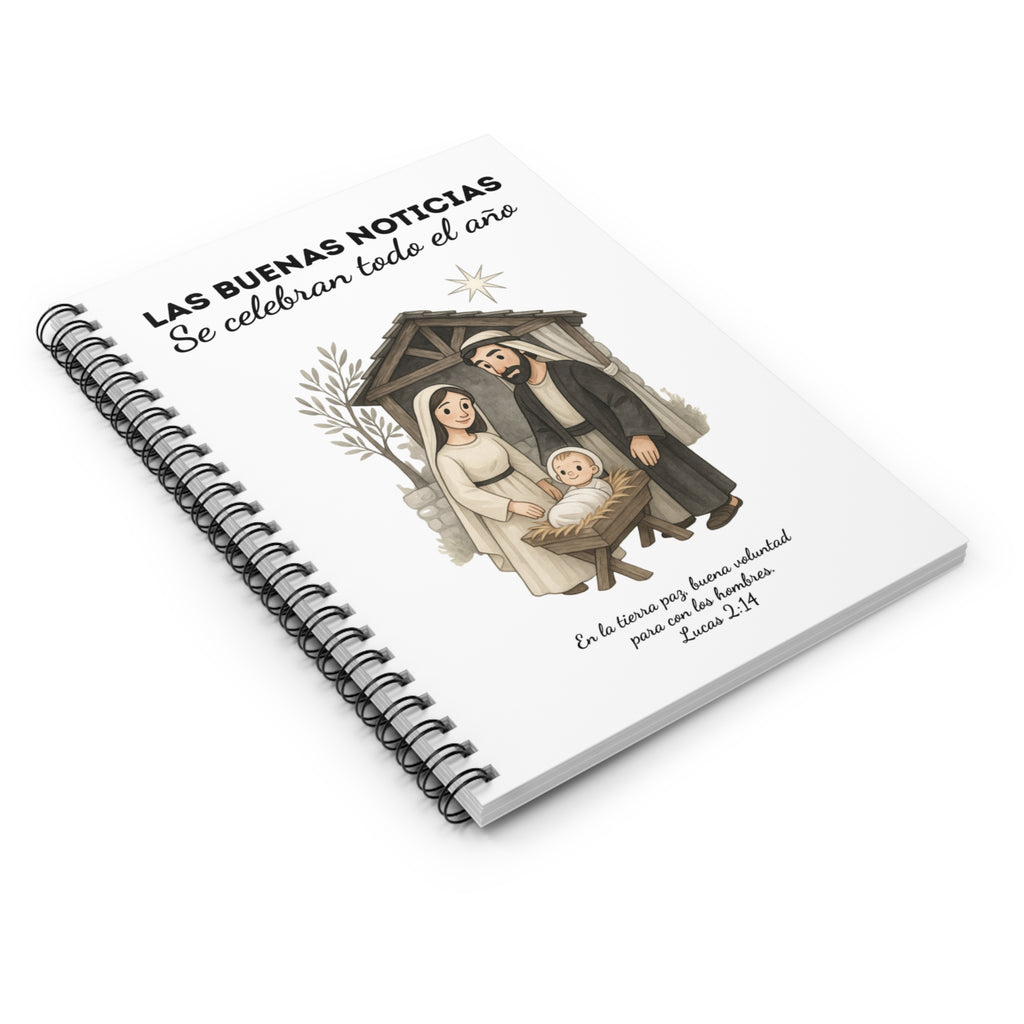 Nativity Set Journal Notebook - "Las Buenas Noticias se Celebran todo el Año"