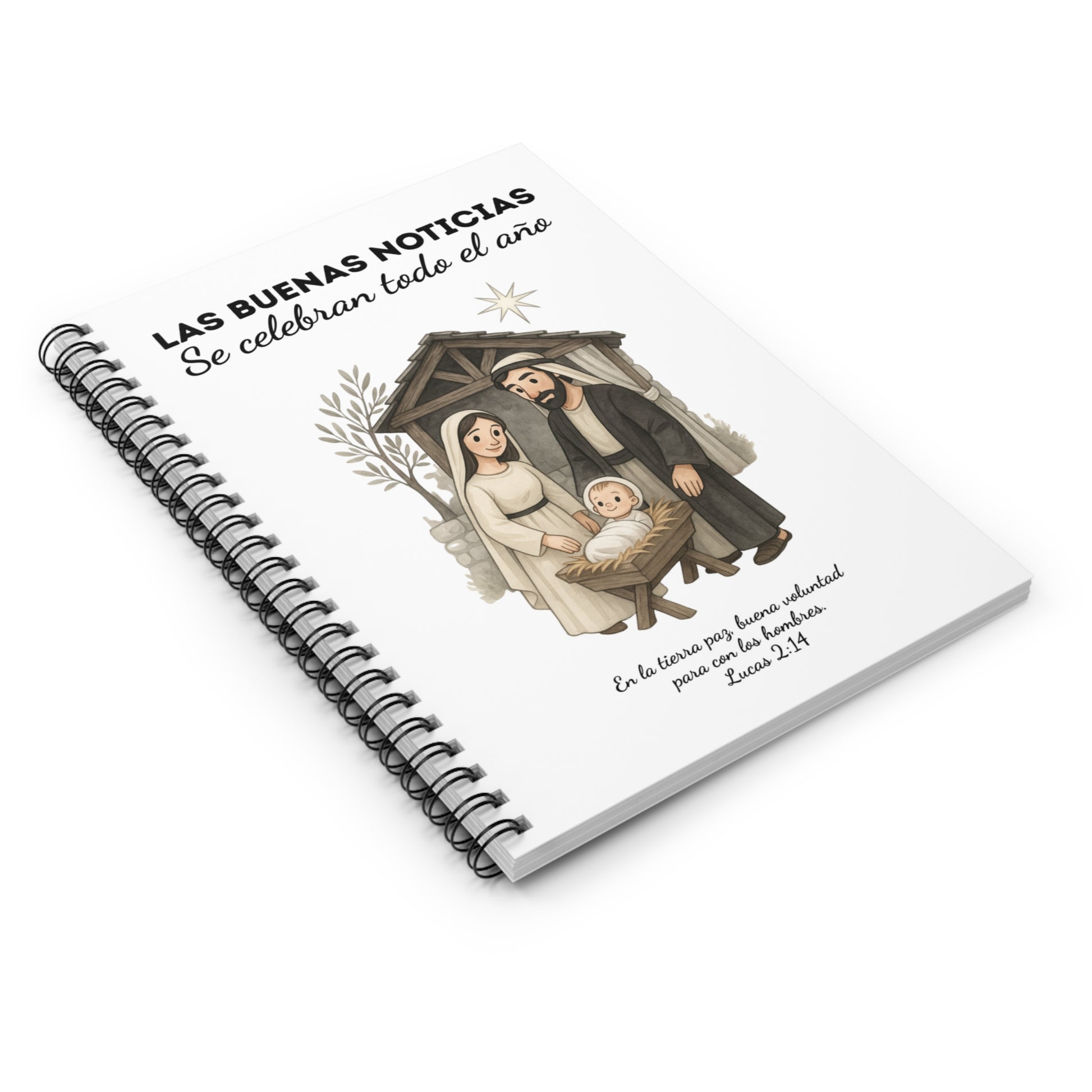 Nativity Set Journal Notebook - "Las Buenas Noticias se Celebran todo el Año"