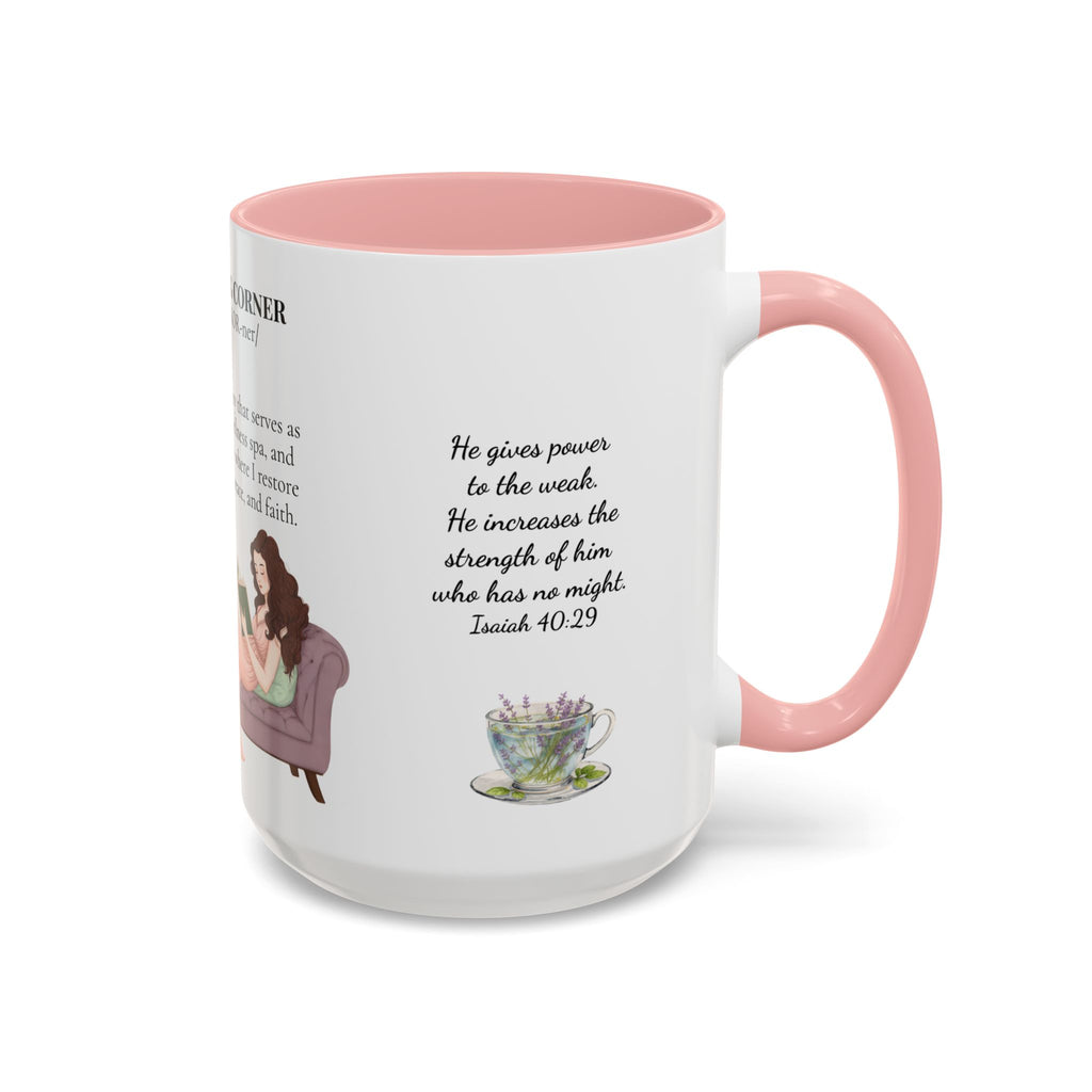 Slow-Living Corner Accent Coffee/Tea Mug — Inspirational Christian Relaxation Herbal (11/15oz)