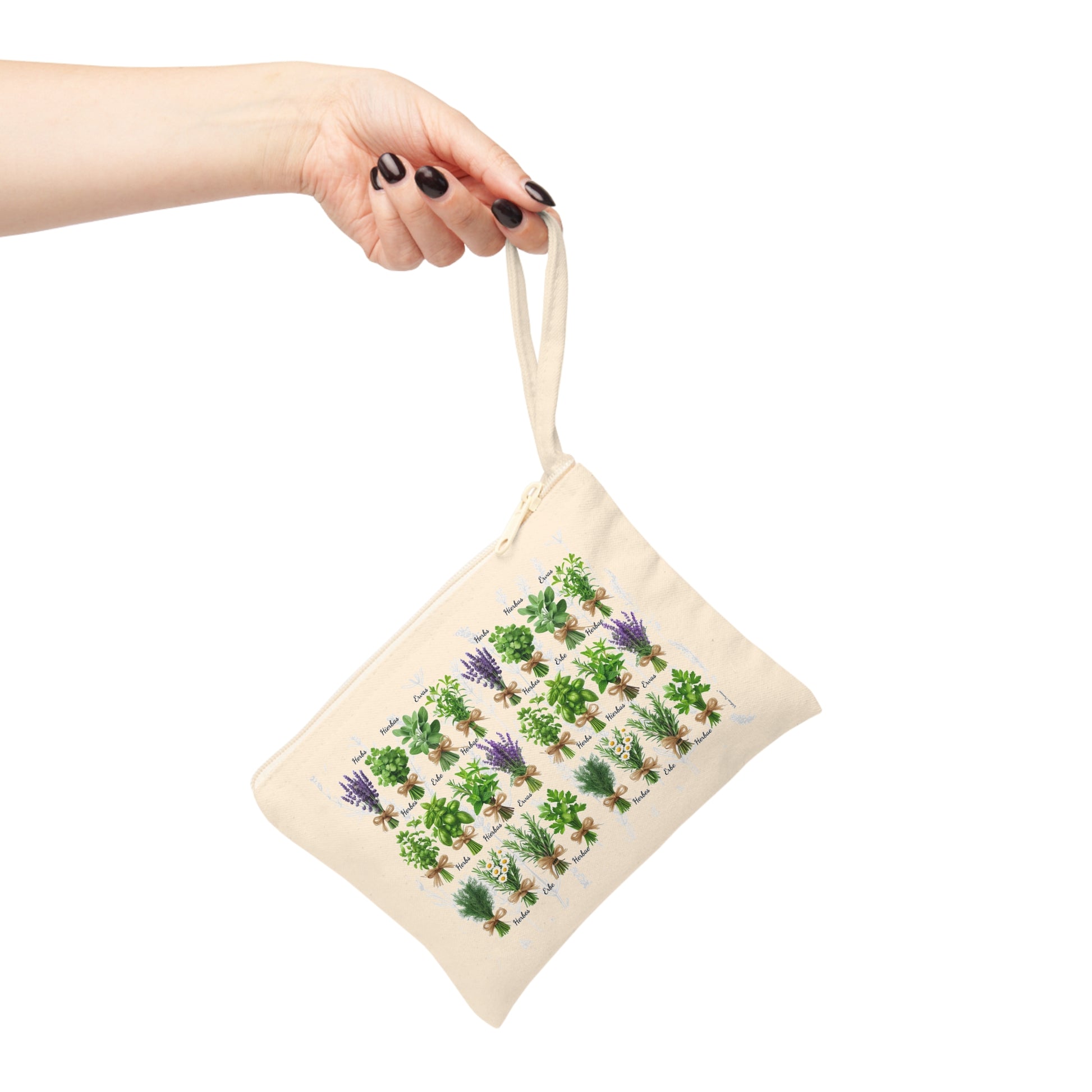 Herbal Zipper Pouch for Plant Lovers | Cute Storage Bag for Gardening Tools, Makeup, Travel, Gifts, Eco-Friendly