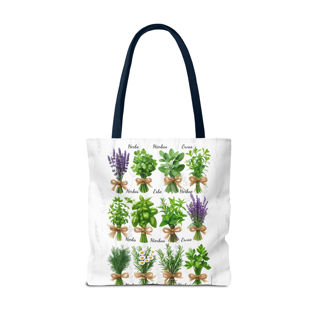 6 Language Herbal Garden Tote Bag | Botanical Shopping Tote | Eco-Friendly Grocery Bag, Plant Lover Gift, Garden Decor, Mothers Day