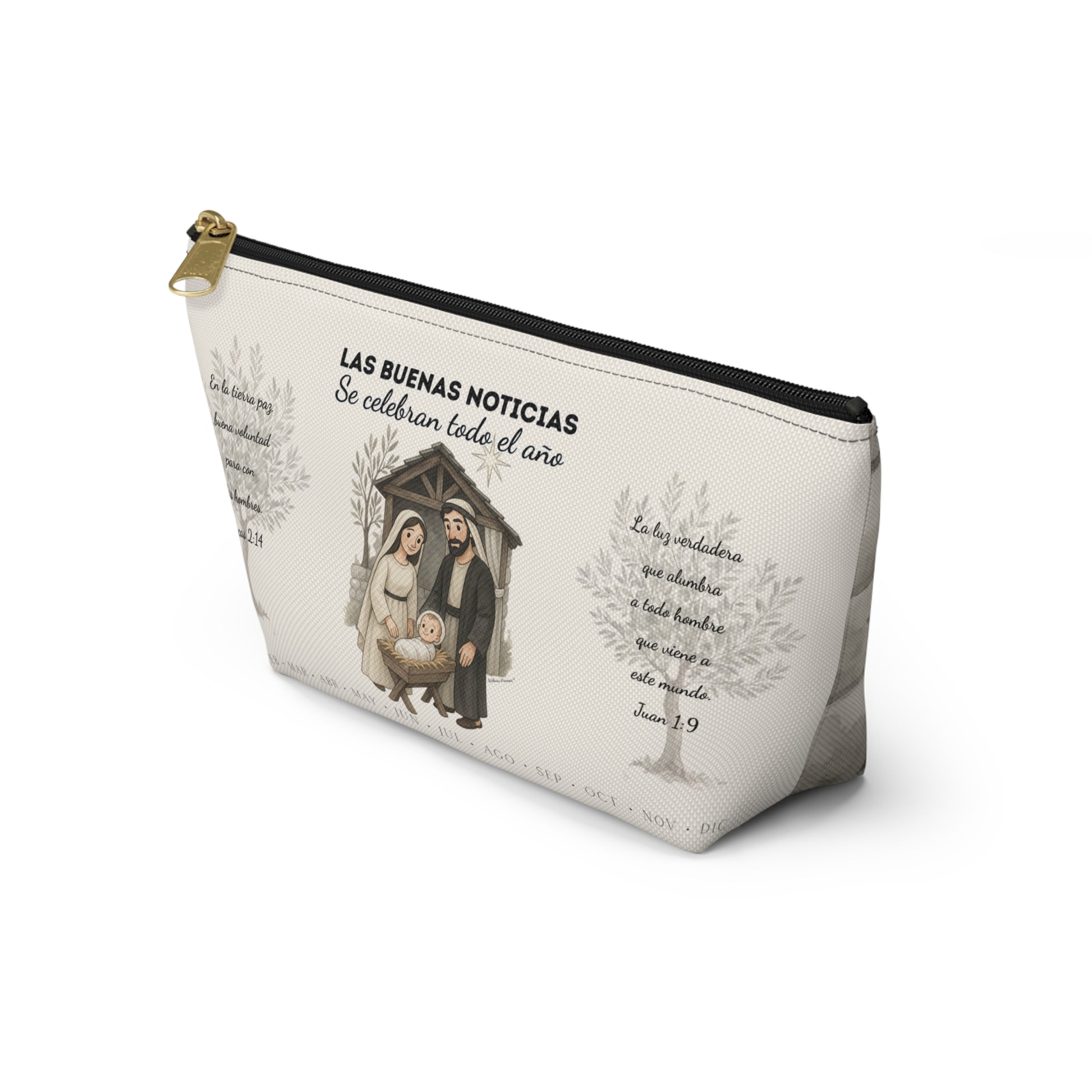 Nativity Accessory Pouch — "Las Buenas Noticias" Nativity Scene Year Round Makeup Bag