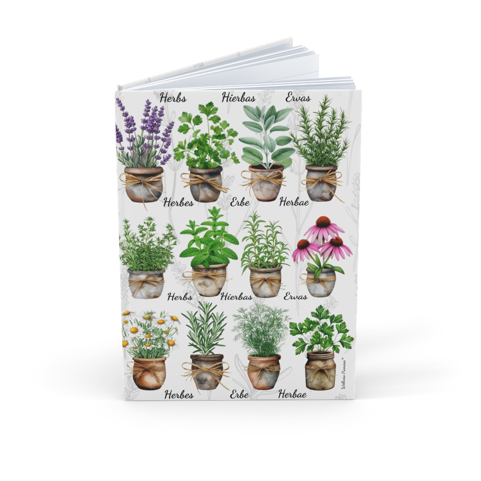 Herb Garden Watercolor Hardcover Journal, Nature Lover's Journal, A5 Plant Notebook, Garden Lover Gift, Vegan Recipe Journal, Floral Stationery