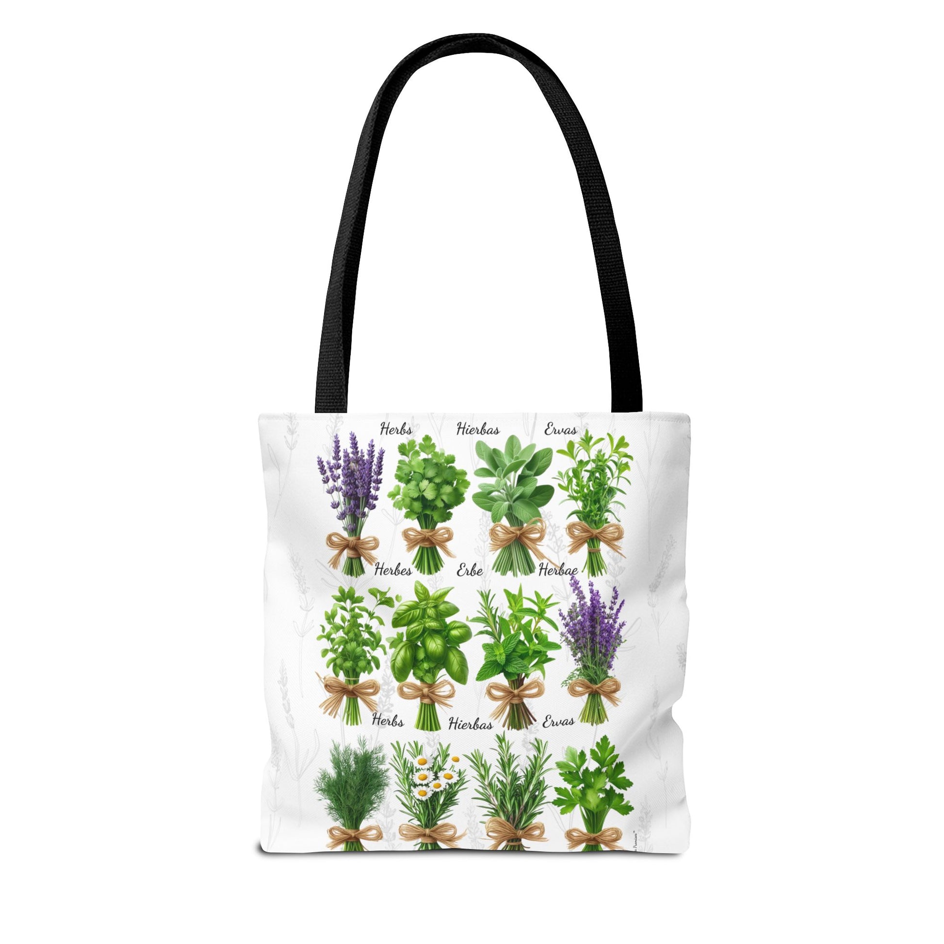 6 Language Herbal Garden Tote Bag | Botanical Shopping Tote | Eco-Friendly Grocery Bag, Plant Lover Gift, Garden Decor, Mothers Day