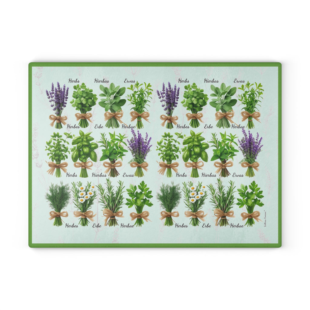 Herb Garden Glass Cutting Board, Culinary Gift, Kitchen Decor, Housewarming Present, Cooking Accessory, Unique Kitchen Gift