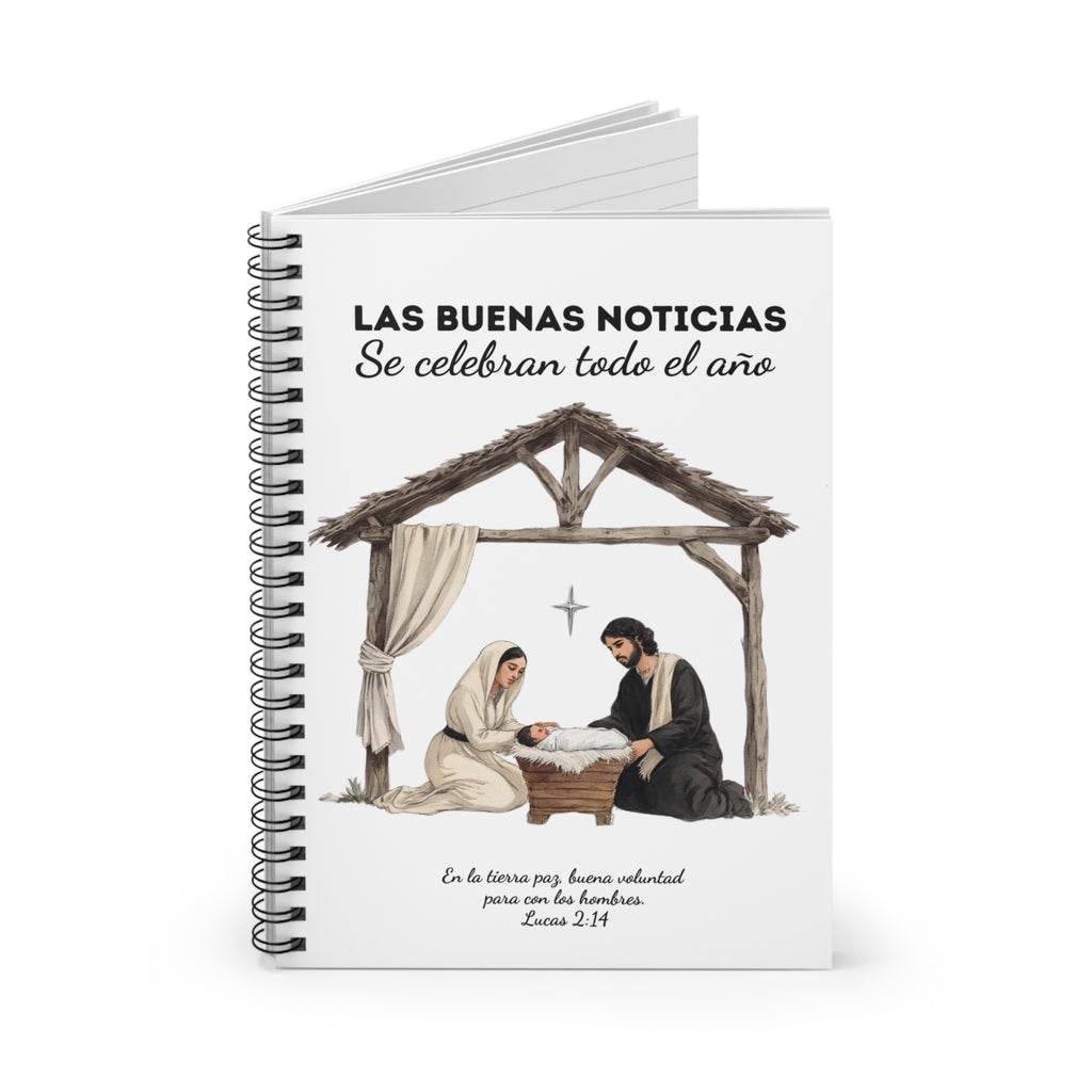 Nativity Set Journal Notebook - "Las Buenas Noticias se Celebran todo el Año"