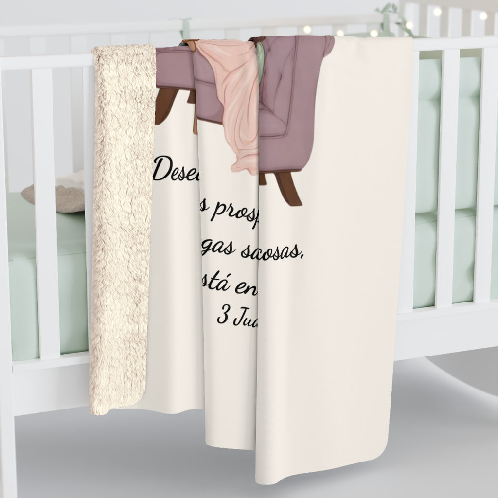 Sherpa Blanket - "Rinconcito Calma"  Cozy Spanish Bible Self-Care Throw with Reading Girl Design