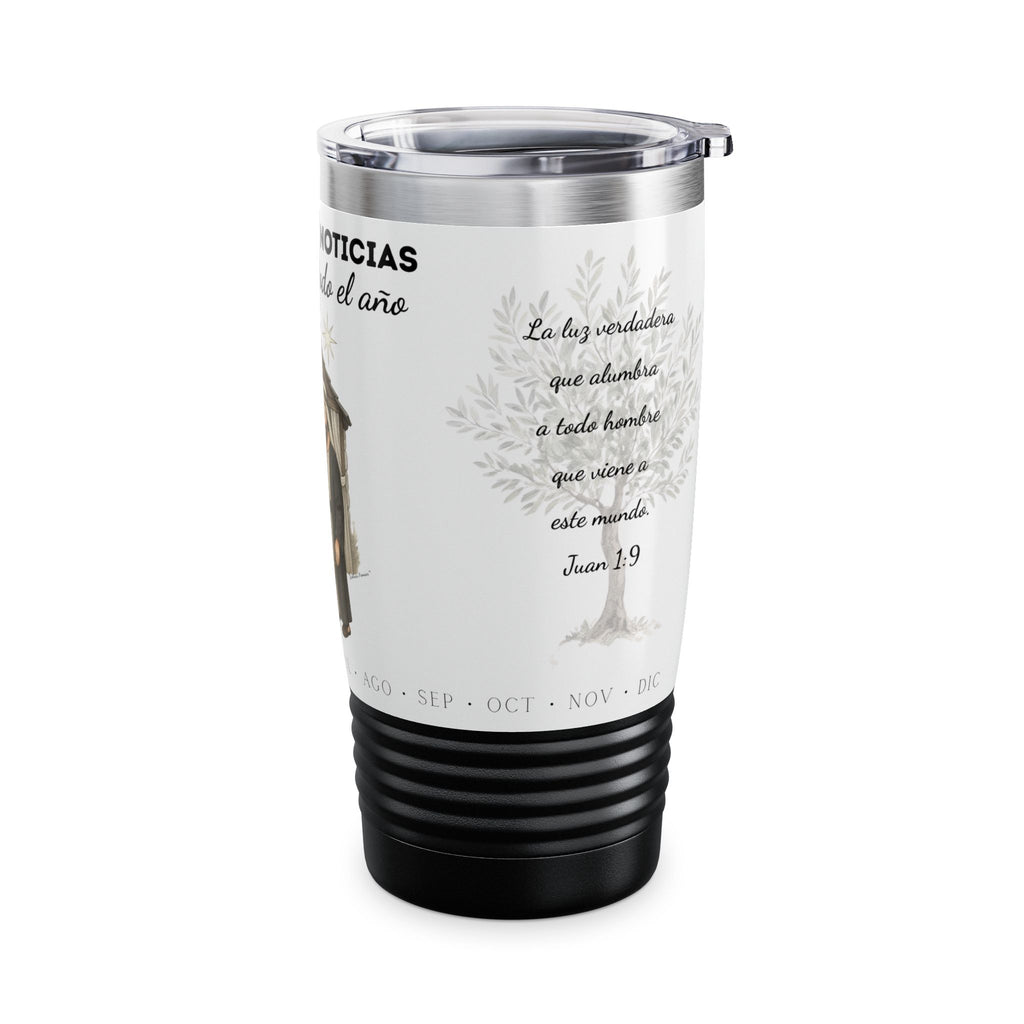 Nativity Ringneck Tumbler Year Round Use— Spanish "¡Las buenas noticias se celebran todo el año!" 20oz
