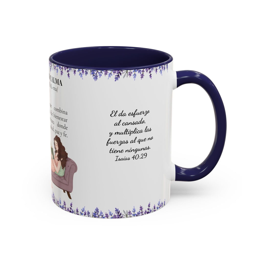 Slow-Living Calm Reading Corner Accent Coffee Mug — "Rinconcito Calma" Lavender Christian Gift (11/15oz)
