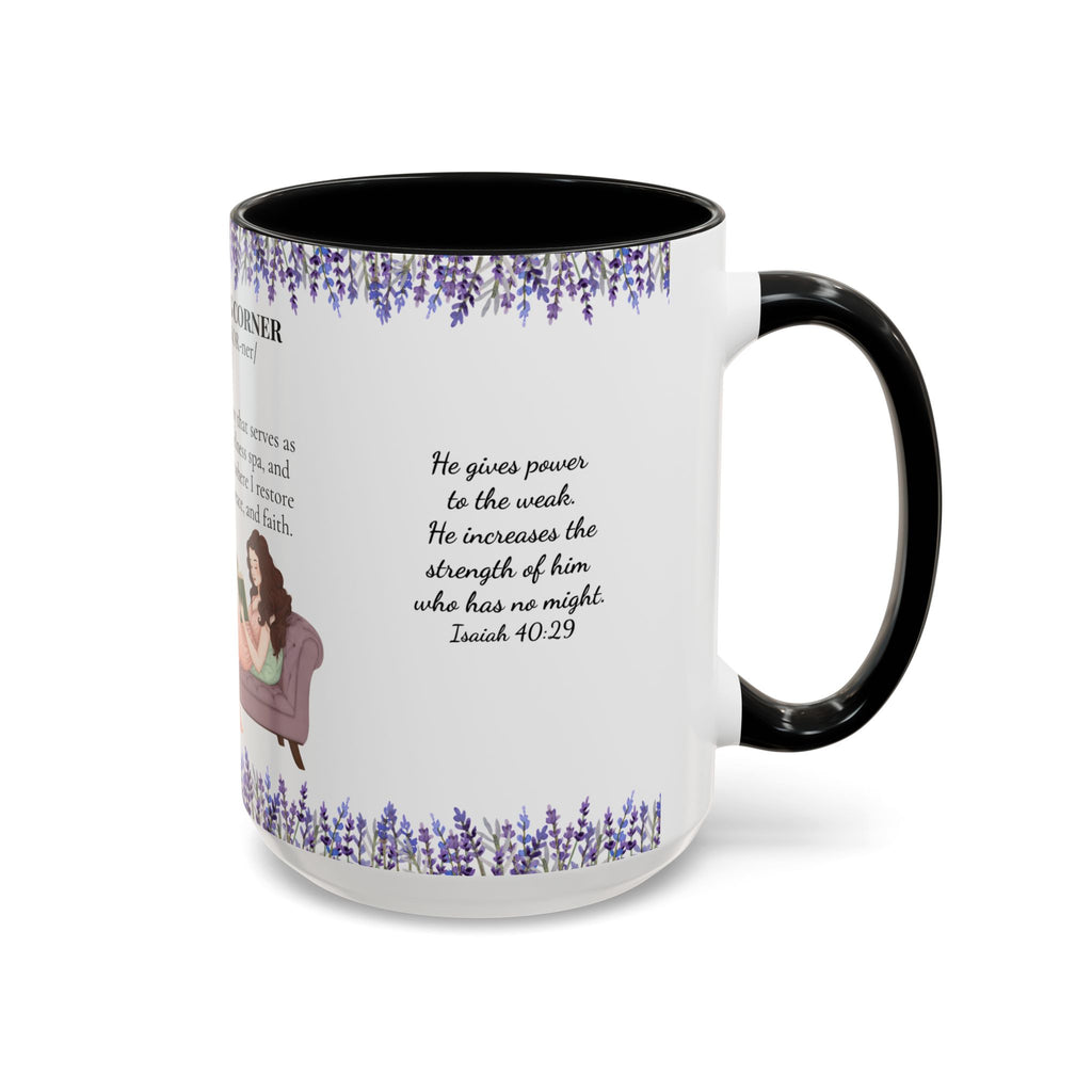 Slow-Living Corner Accent Coffee/Tea Mug — Inspirational Christian Relaxation Lavender (11/15oz)
