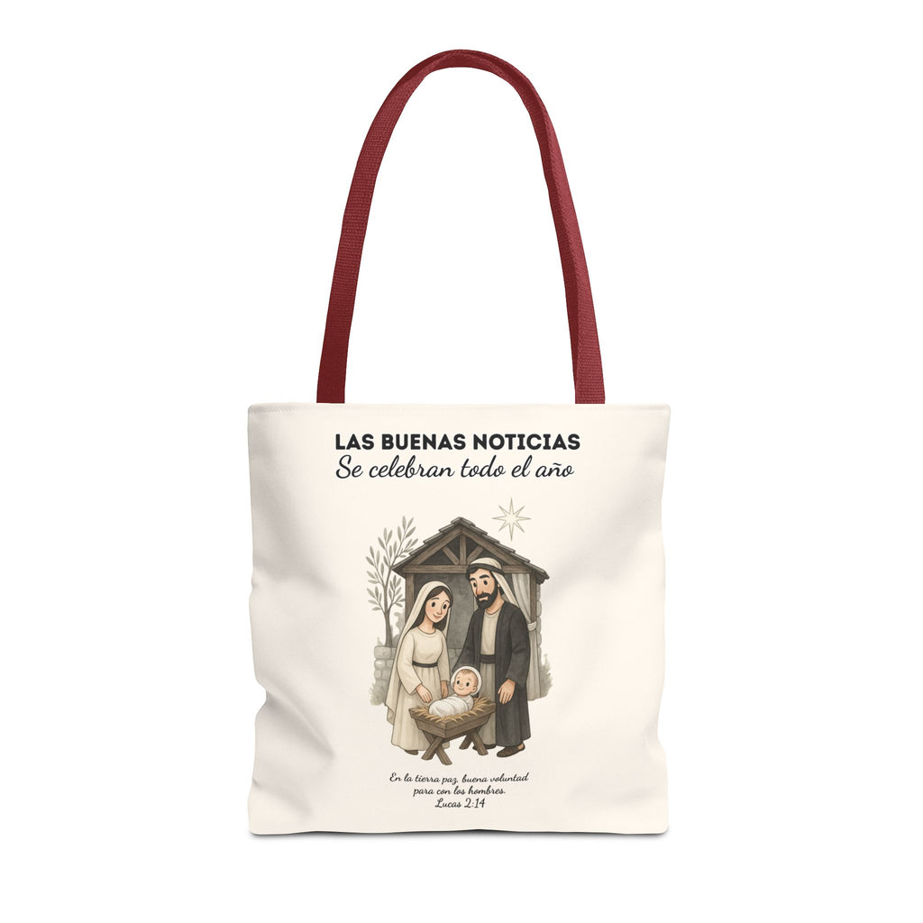 Nativity Tote Bag Year Round (Cream Color)  — "Las Buenas Noticias" Spanish Nativity Tote