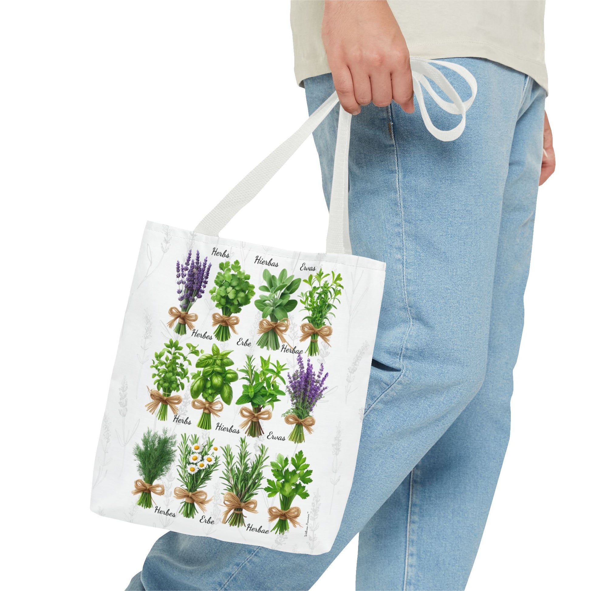 6 Language Herbal Garden Tote Bag | Botanical Shopping Tote | Eco-Friendly Grocery Bag, Plant Lover Gift, Garden Decor, Mothers Day