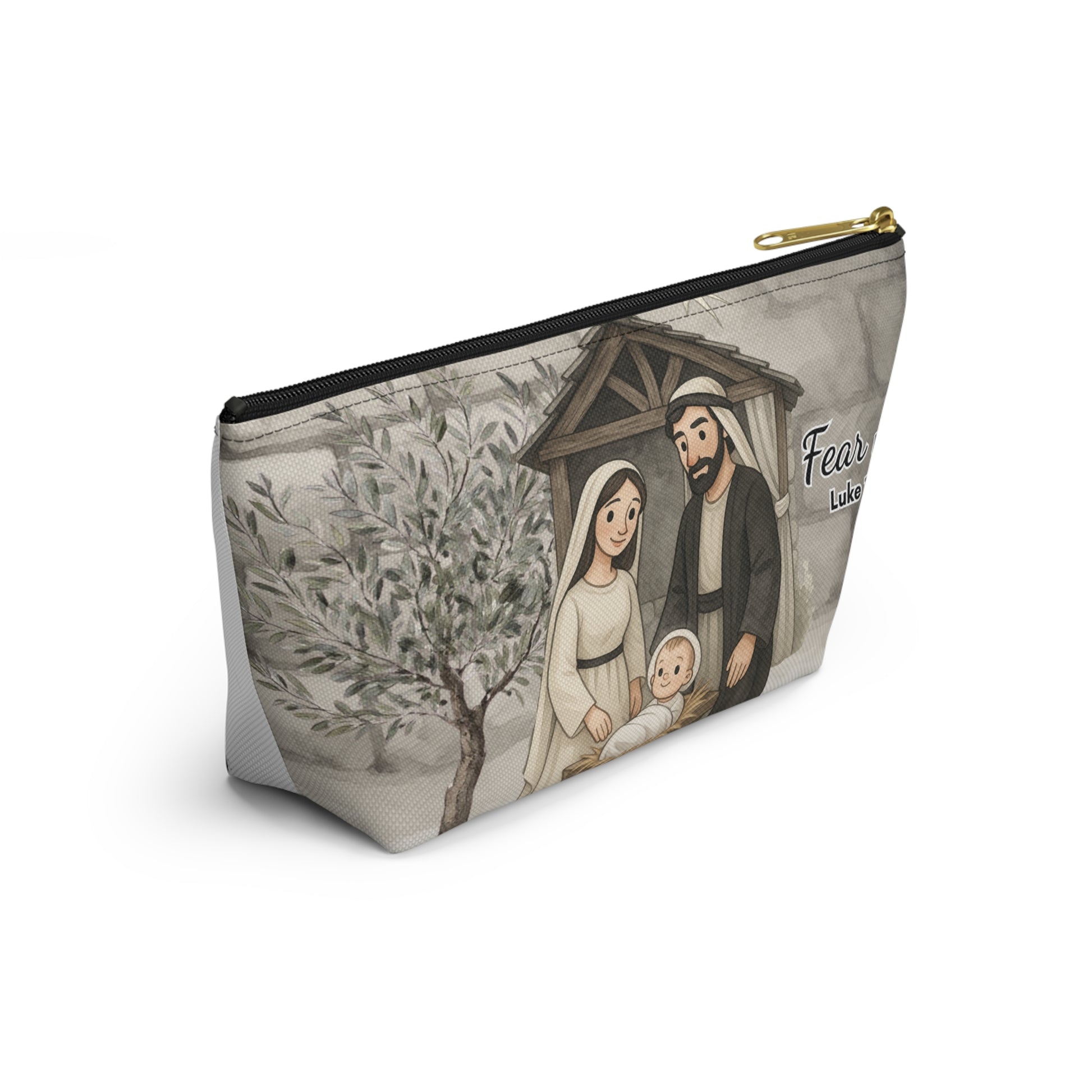 Nativity Accessory Pouch — "Celebrate Good News All Year" Nativity Scene Year Round Makeup Bag