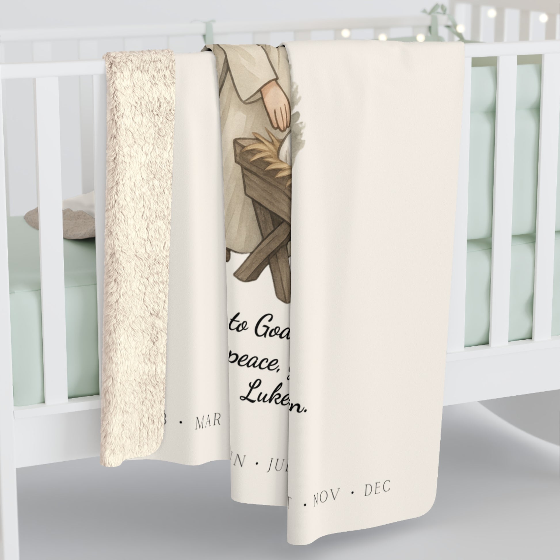 Nativity Sherpa Fleece Blanket – "Celebrate Good News All Year" Christian Christmas Throw with Luke 2:14