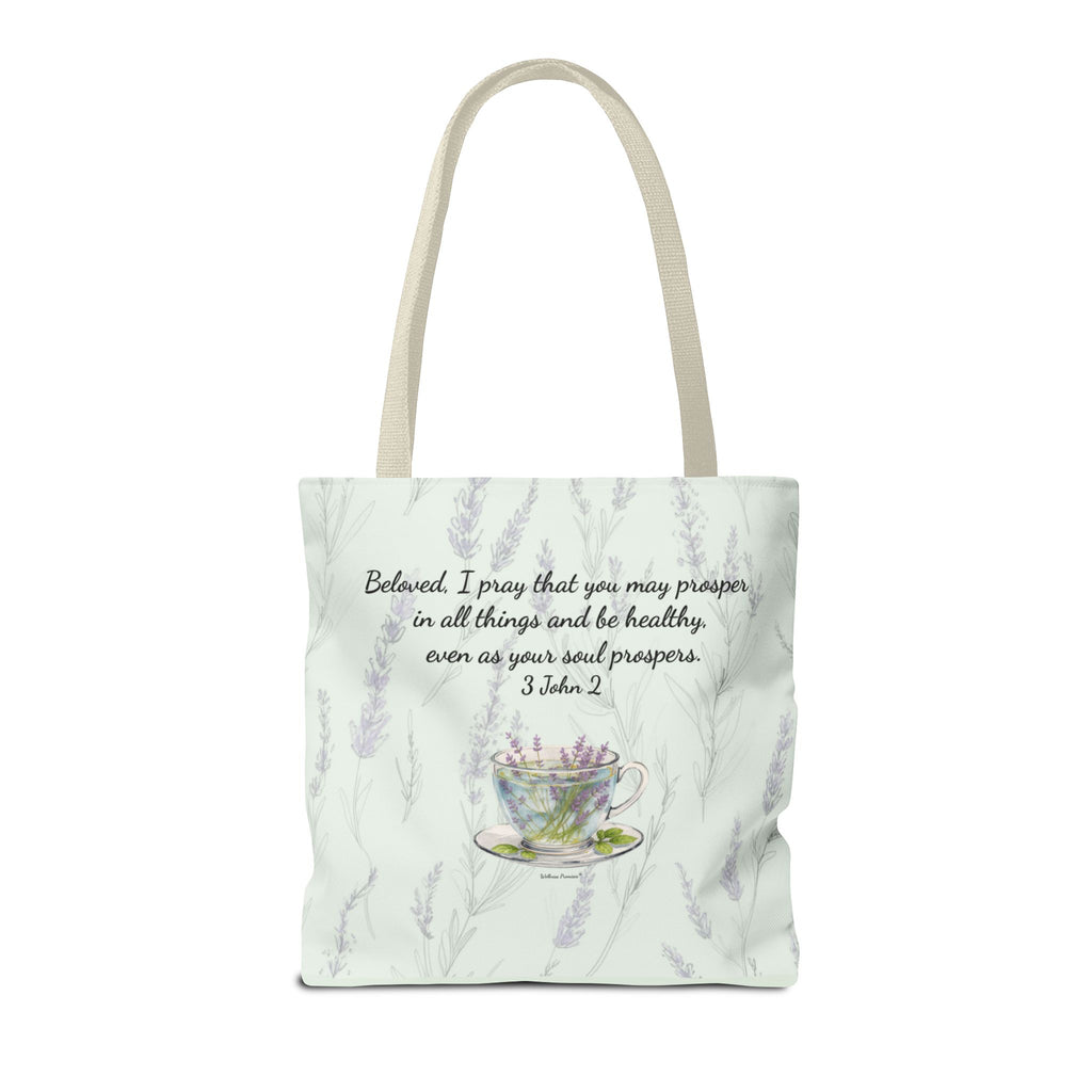 Slow-Living Corner Tote Bag — Cozy Self-Care AOP Canvas Tote with Faith Quotes (Mint Green)