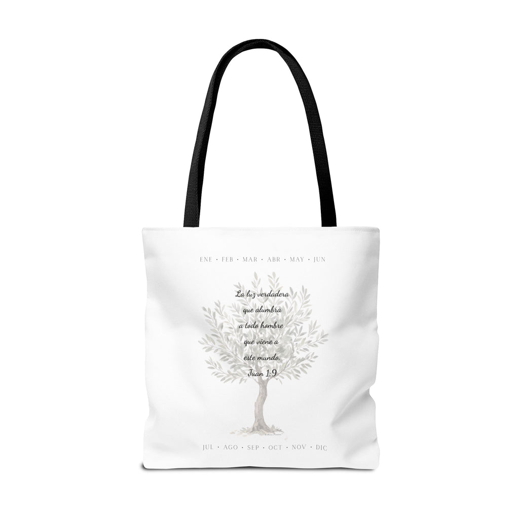 Nativity Tote Bag Year Round — (White Color) "Las Buenas Noticias" Spanish Nativity Tote