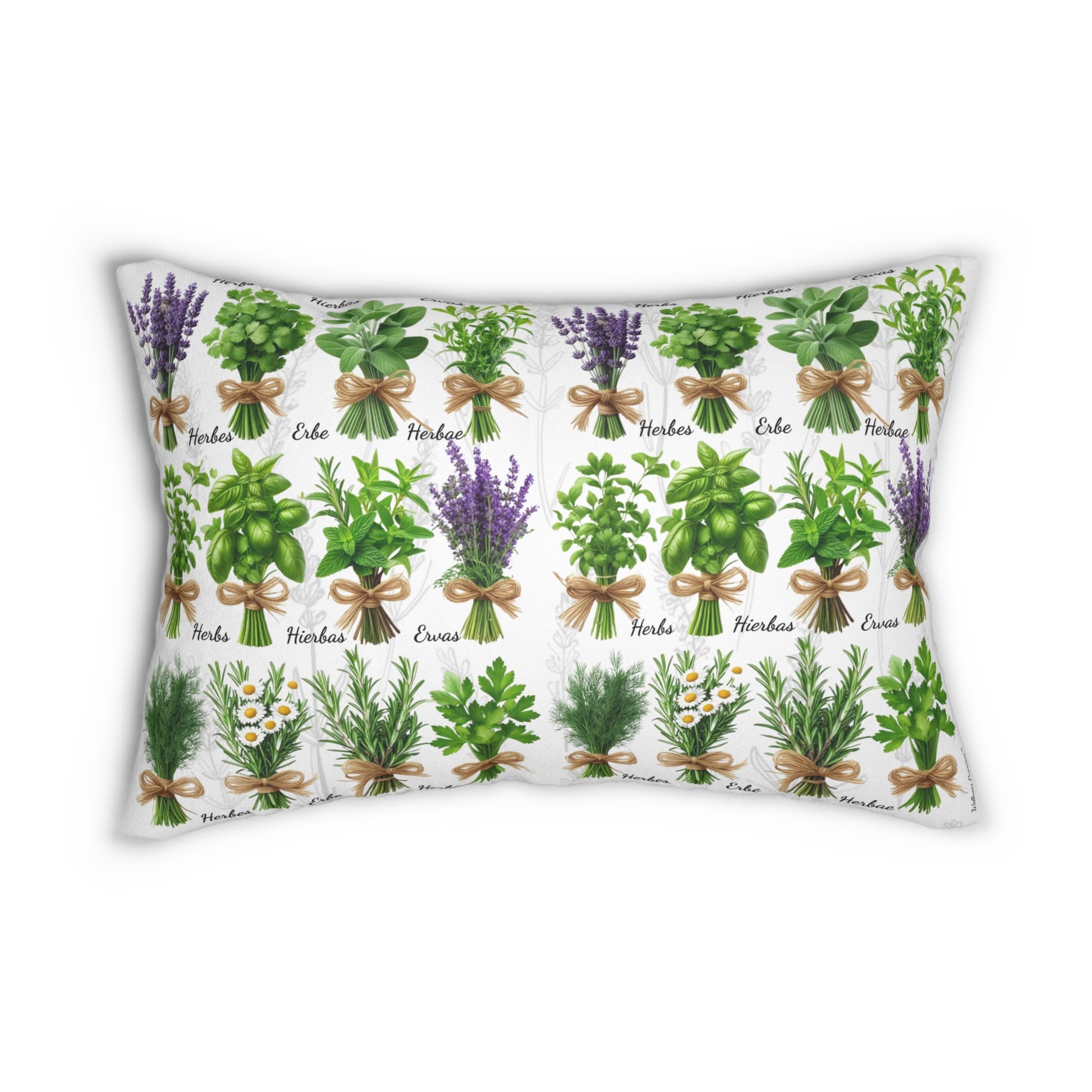Herbal 6 Languages Garden Lumbar Pillow, Floral Cushion, Home Decor, Housewarming Gift, Plant Lover's Gift, Decorative Pillow for Every Occasion