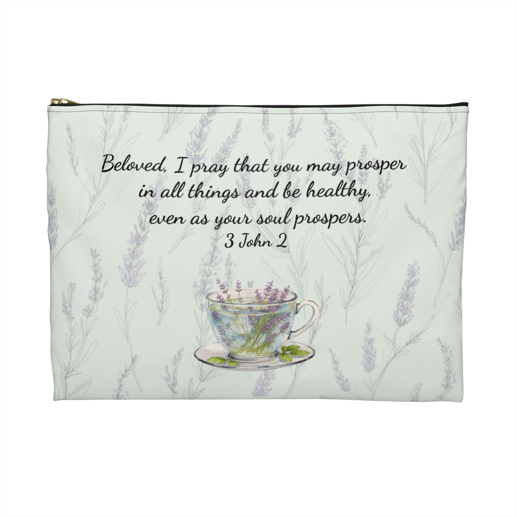 Accessory Pouch — Slow-Living Corner & Lavender Tea Bible Faith Quote (Mint Green)