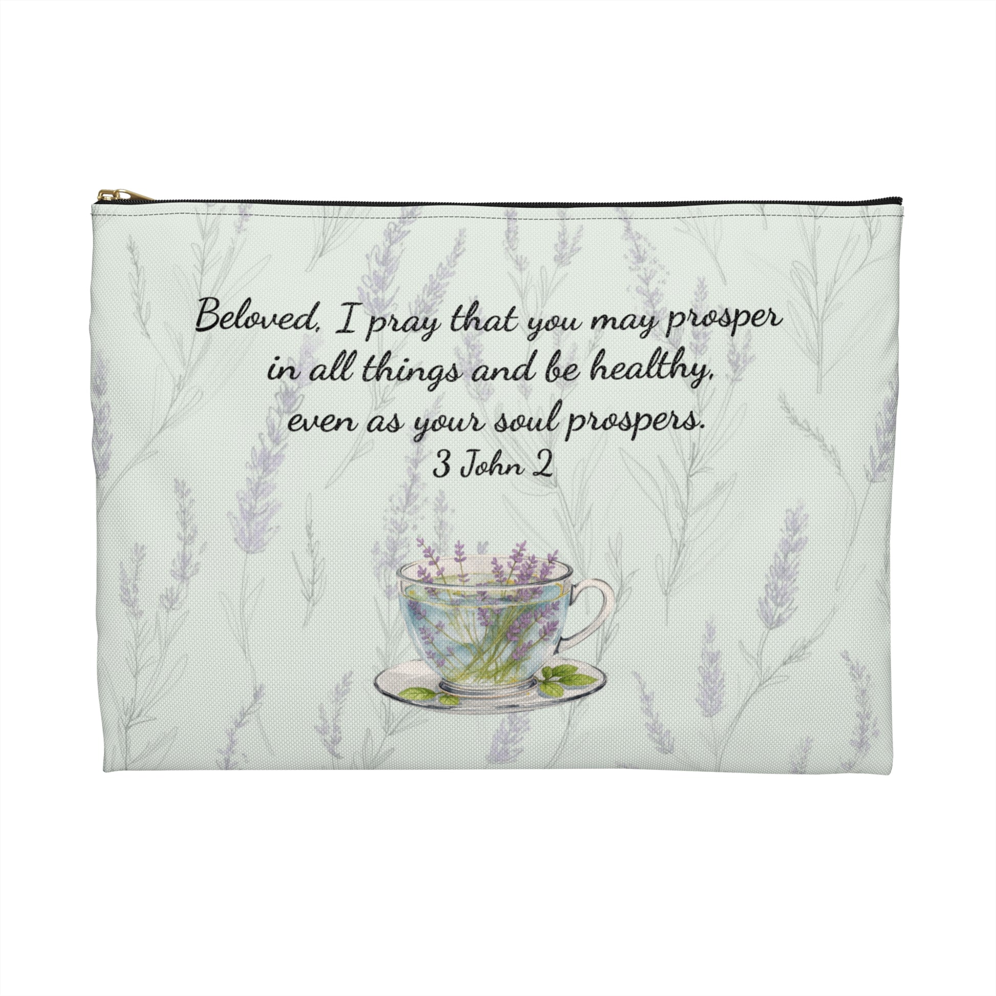 Accessory Pouch — Slow-Living Corner & Lavender Tea Bible Faith Quote (Mint Green)