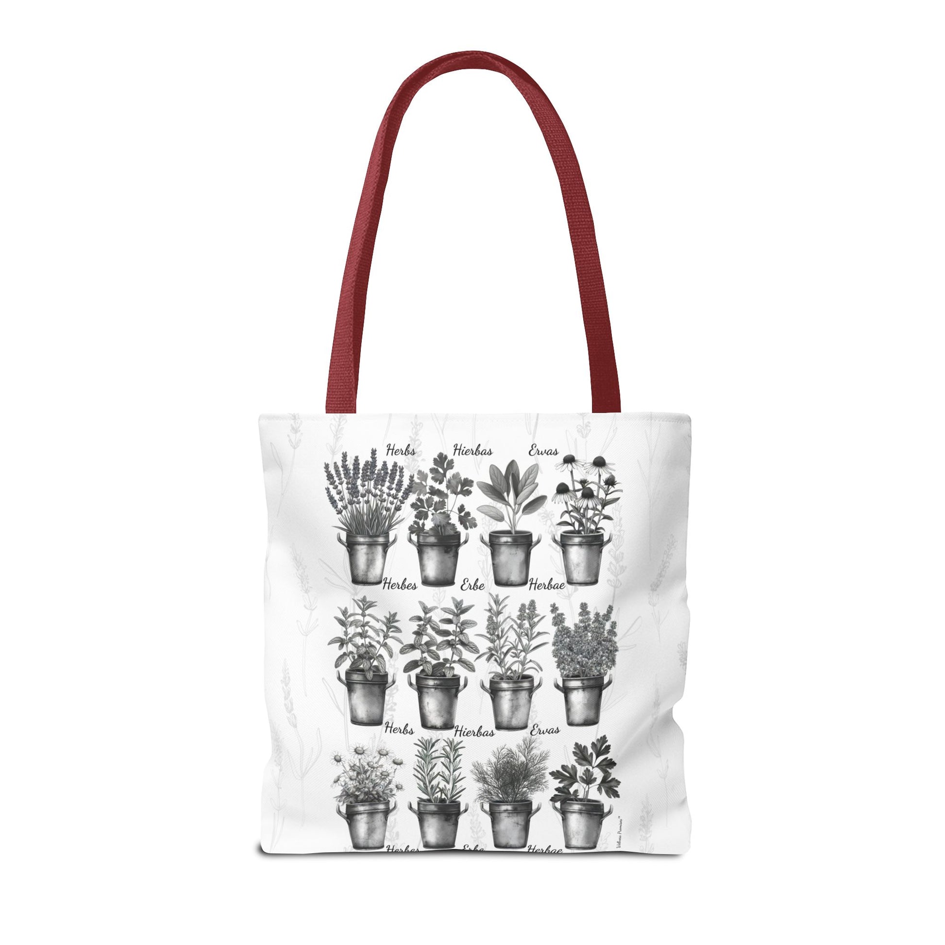 6 Language Black & White Herbal Garden Tote Bag | Botanical Shopping Tote | Eco-Friendly Grocery Bag, Plant Lover Gift, Garden Decor, Mothers Day