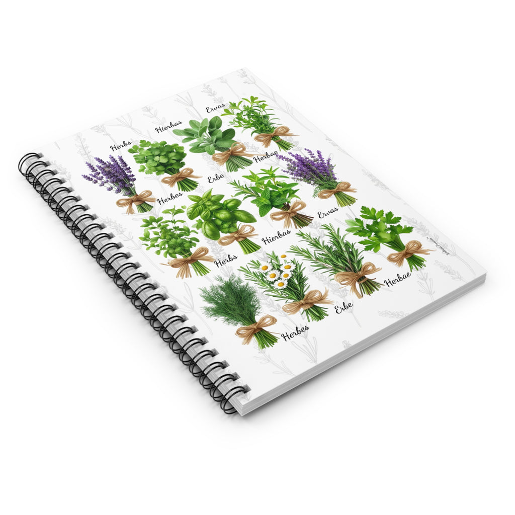 Herb Garden Ruled Spiral Notebook - Rustic Botanical Design, Floral Journal, Cute Planner, Gift for Gardeners, Nature Lovers