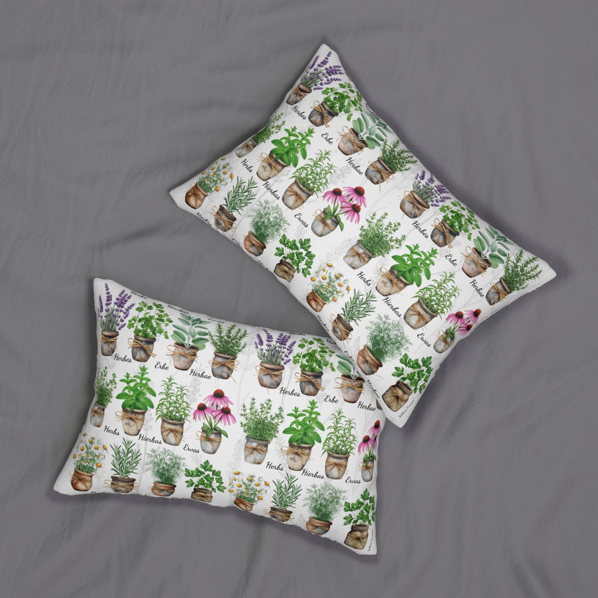 Copy of Watercolor Herbal 6 Languages Garden Lumbar Pillow, Watercolor Floral Cushion, Home Decor, Housewarming Gift, Plant Lover's Gift, Decorative Pillow for Every Occasion
