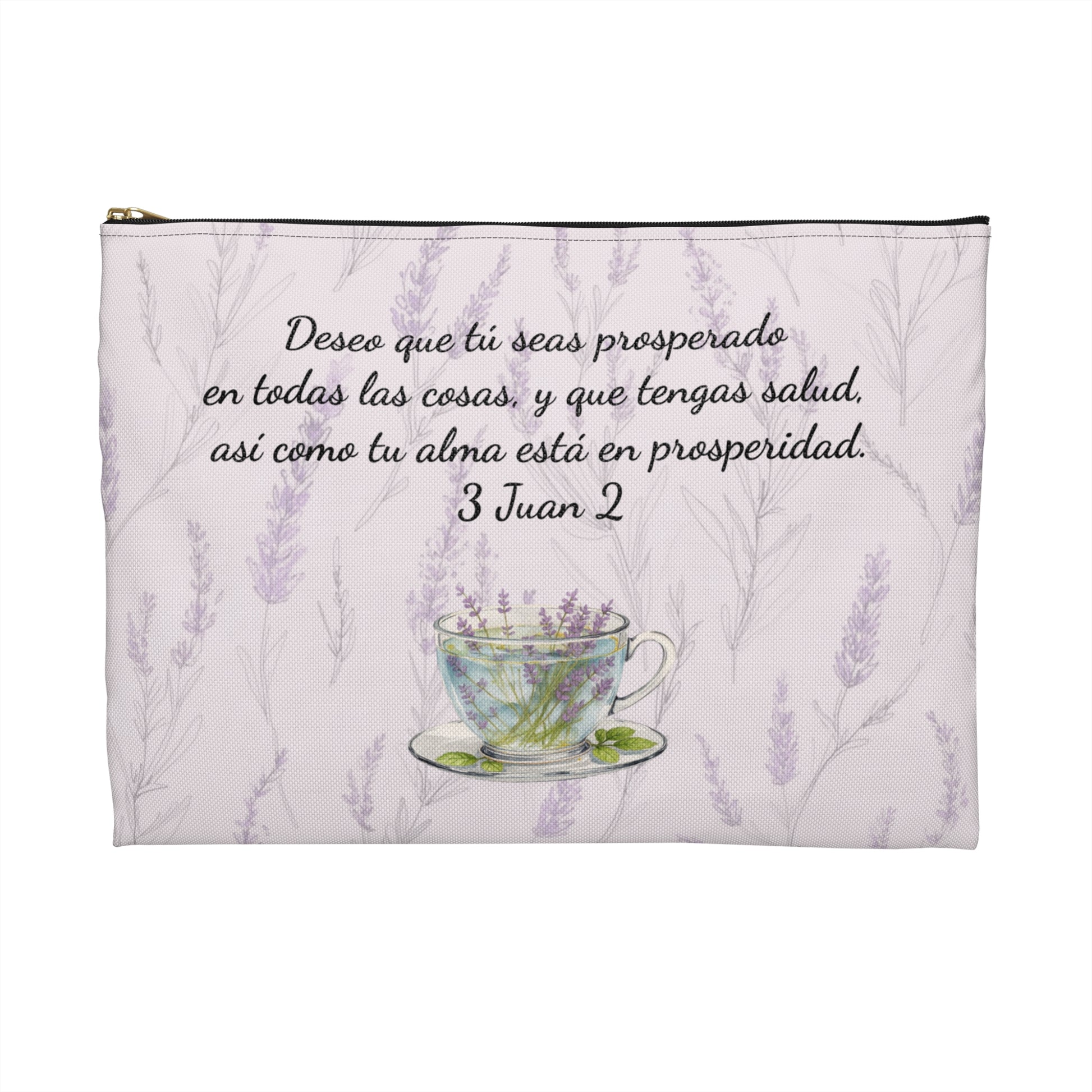 Accessory Pouch — Slow-Living Corner "Rinconcito Calma" & Lavender Tea Bible Quote (Pink, Spanish)