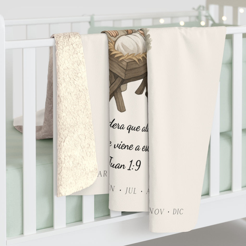 Sherpa Blanket — "Las Buenas Noticias" Natividad / Spanish Christmas Nativity Throw