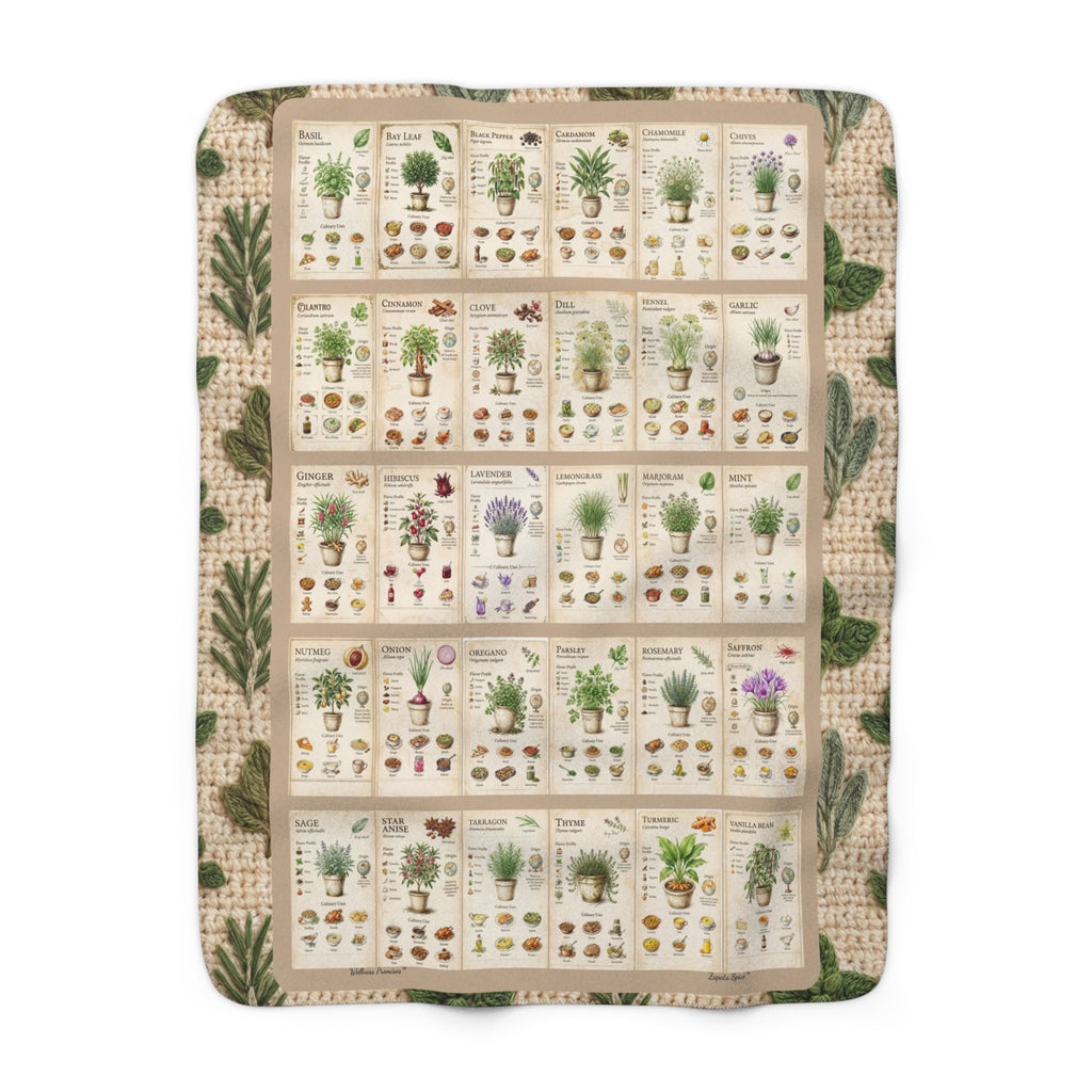 30 Herbs & Spices Sherpa Blanket - Crochet Style