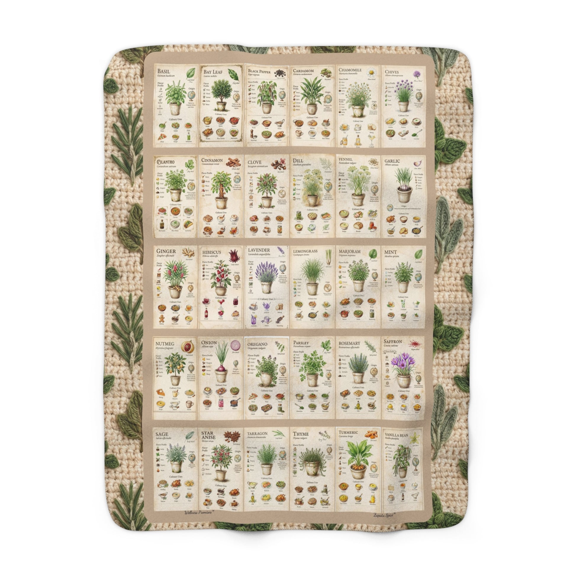 30 Herbs & Spices Sherpa Blanket - Crochet Style