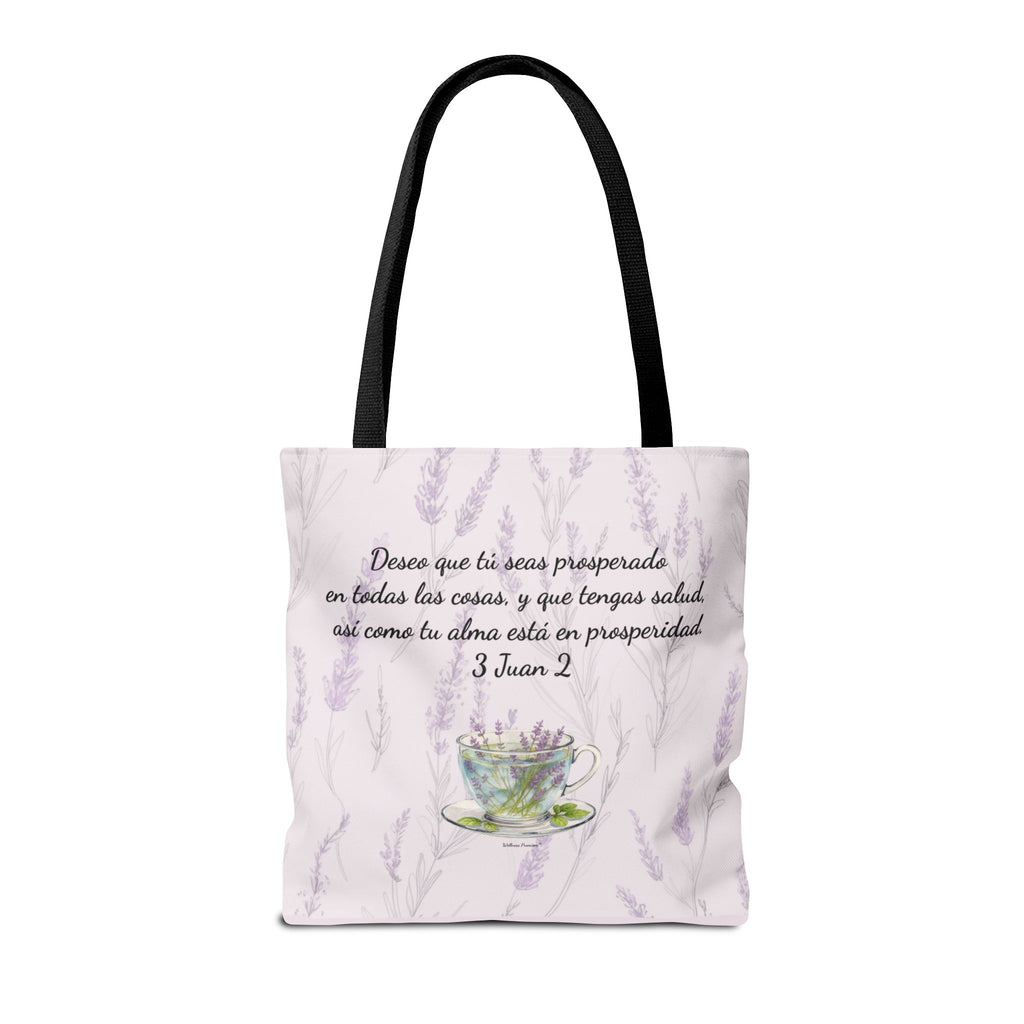 Slow-Living Corner Tote Bag — "Rinconcito Calma" Spanish Cozy Self-Care AOP Canvas Tote with Faith Quotes (Pink)