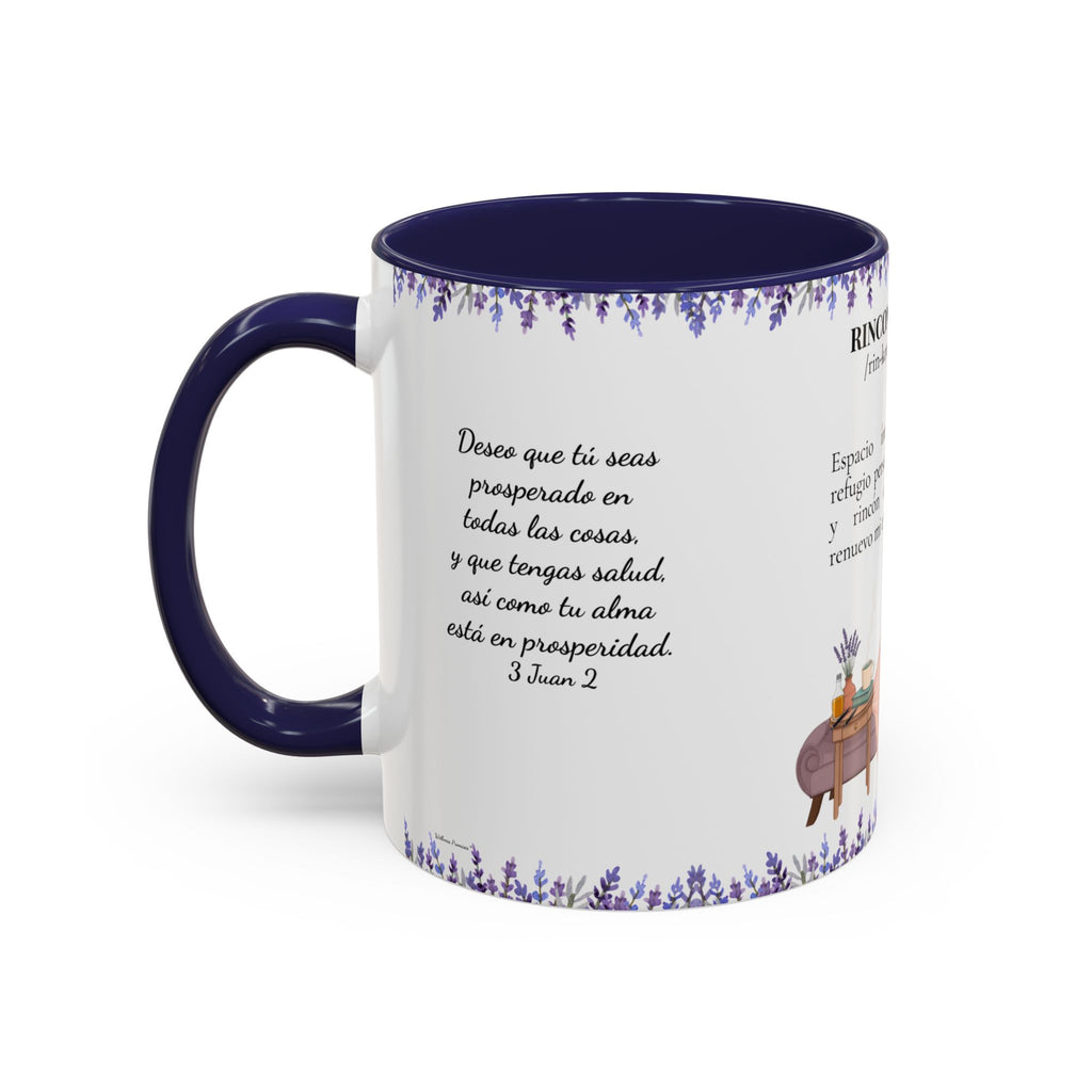 Slow-Living Calm Reading Corner Accent Coffee Mug — "Rinconcito Calma" Lavender Christian Gift (11/15oz)