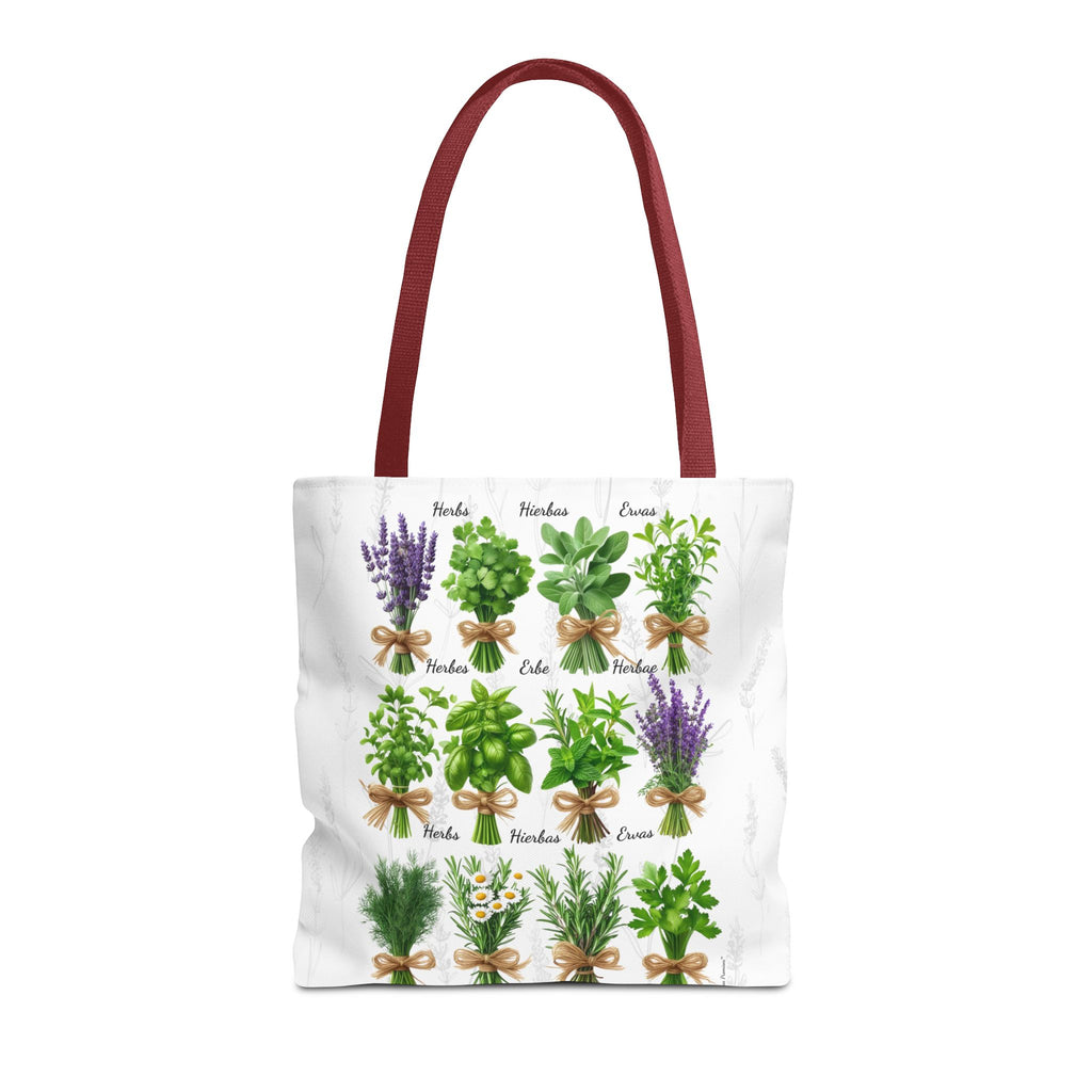 6 Language Herbal Garden Tote Bag | Botanical Shopping Tote | Eco-Friendly Grocery Bag, Plant Lover Gift, Garden Decor, Mothers Day