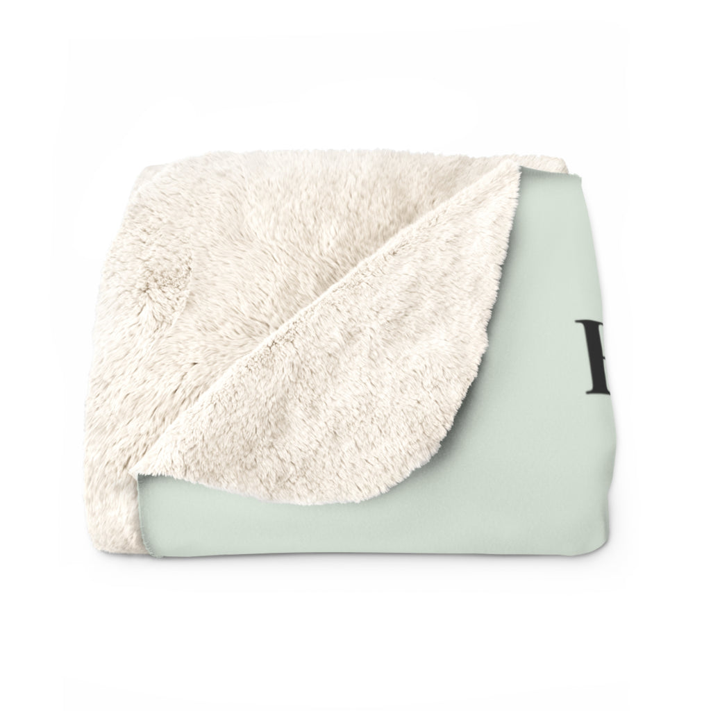 Sherpa Blanket - "Rinconcito Calma" (Green) Cozy Spanish Bible Self-Care Throw with Reading Girl Design