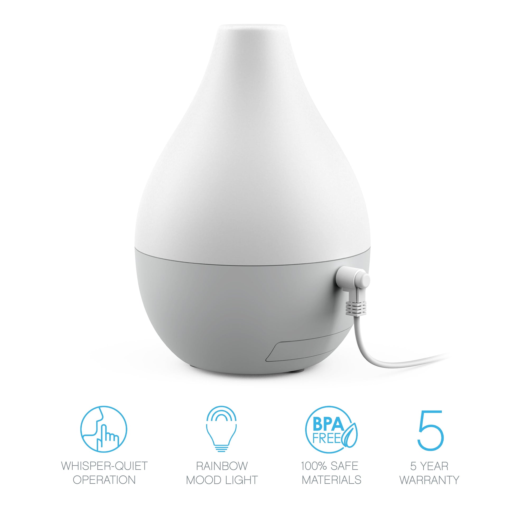 Purespa Drop USB Aroma Diffuser - Waterless Essential Oil Fan Diffuser with 3 Reusable Scent Pads, USB Power Cable, and Color-Changing Mood Light - Ideal for Travel and Small Spaces