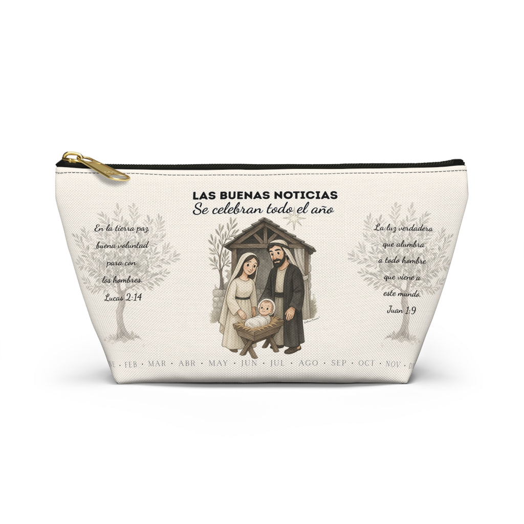 Nativity Accessory Pouch — "Las Buenas Noticias" Nativity Scene Year Round Makeup Bag