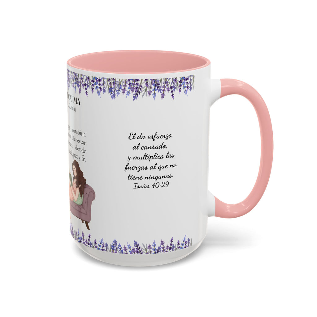 Slow-Living Calm Reading Corner Accent Coffee Mug — "Rinconcito Calma" Lavender Christian Gift (11/15oz)