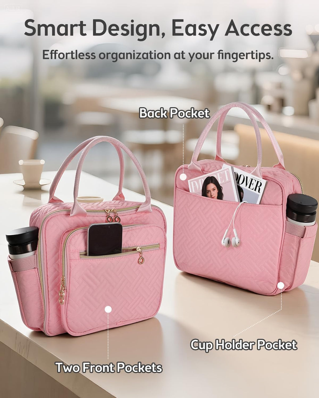 Large Women's Bible Cover with Shoulder Strap - Pink Bible Case