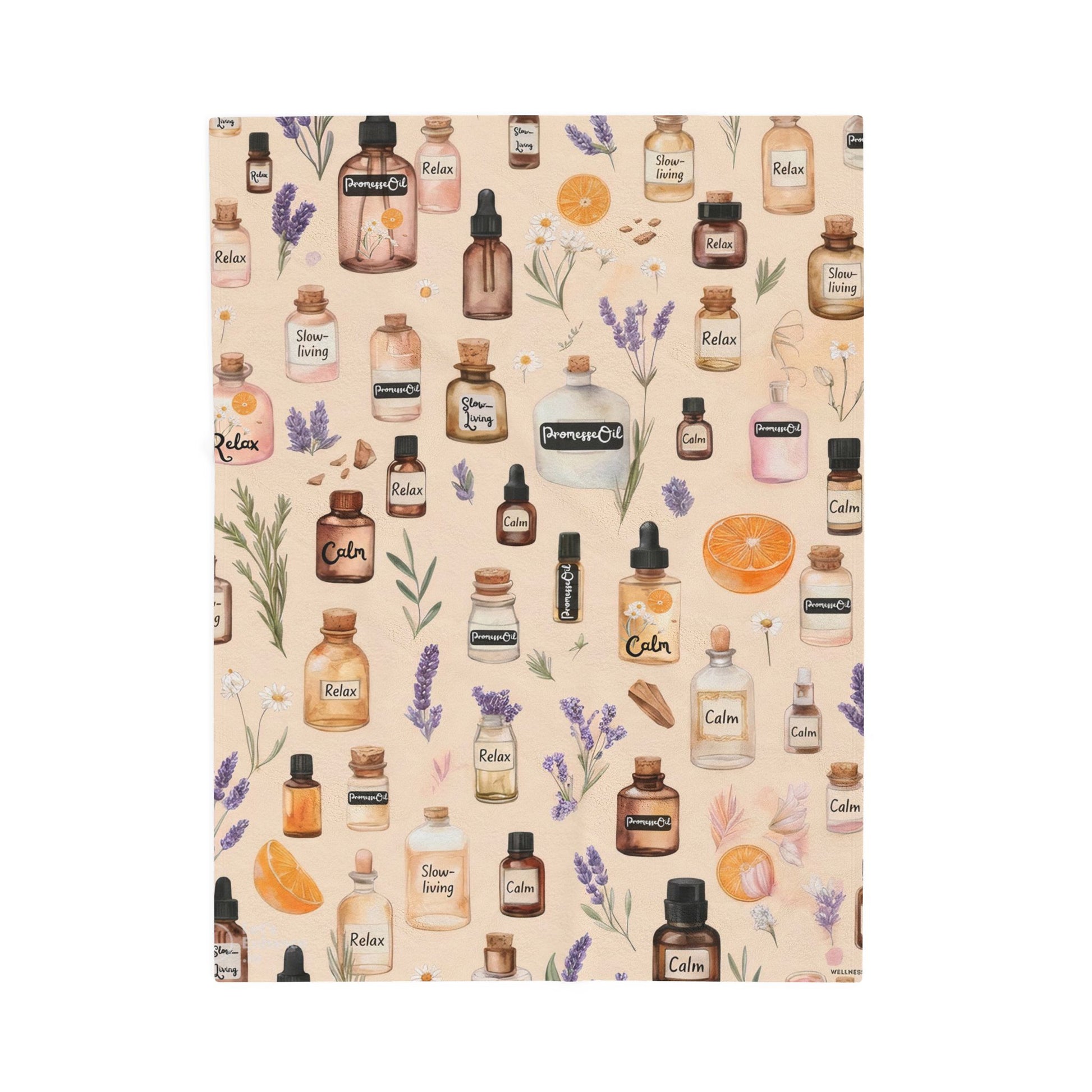 Aromatherapy Slow-Living Velveteen Plush Blanket — Cozy Spa Lavender, Herbal & Citrus Pattern
