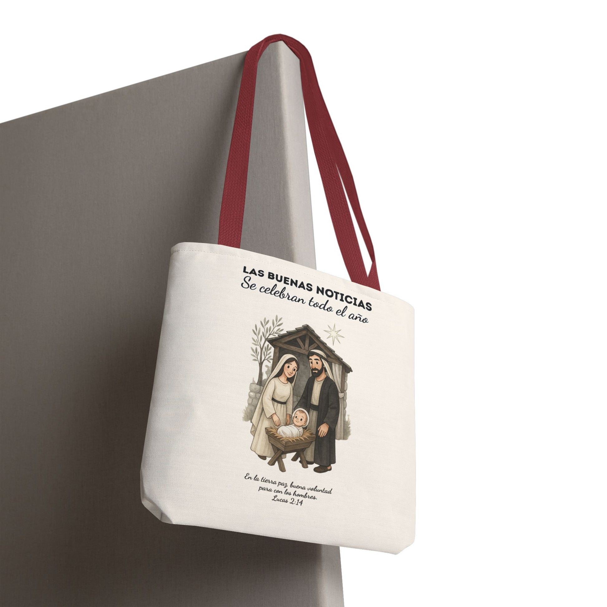 Nativity Tote Bag Year Round (Cream Color)  — "Las Buenas Noticias" Spanish Nativity Tote