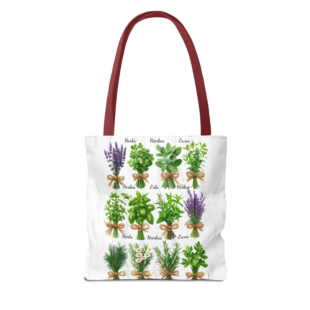 6 Language Herbal Garden Tote Bag | Botanical Shopping Tote | Eco-Friendly Grocery Bag, Plant Lover Gift, Garden Decor, Mothers Day