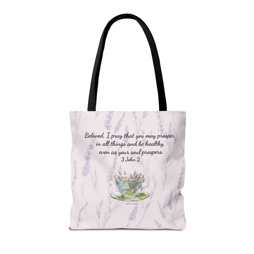 Slow-Living Corner Tote Bag — Cozy Self-Care AOP Canvas Tote with Faith Quotes (Pink)