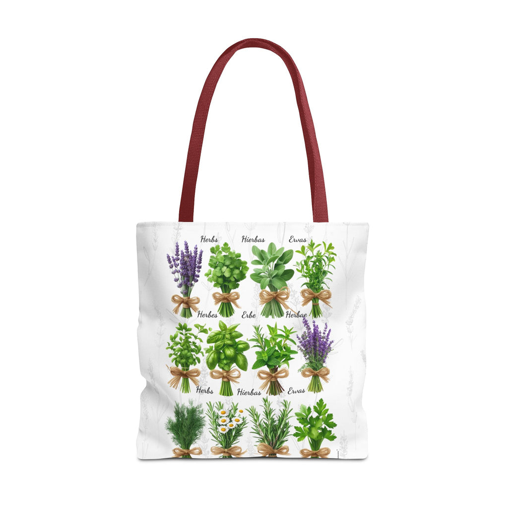 6 Language Herbal Garden Tote Bag | Botanical Shopping Tote | Eco-Friendly Grocery Bag, Plant Lover Gift, Garden Decor, Mothers Day