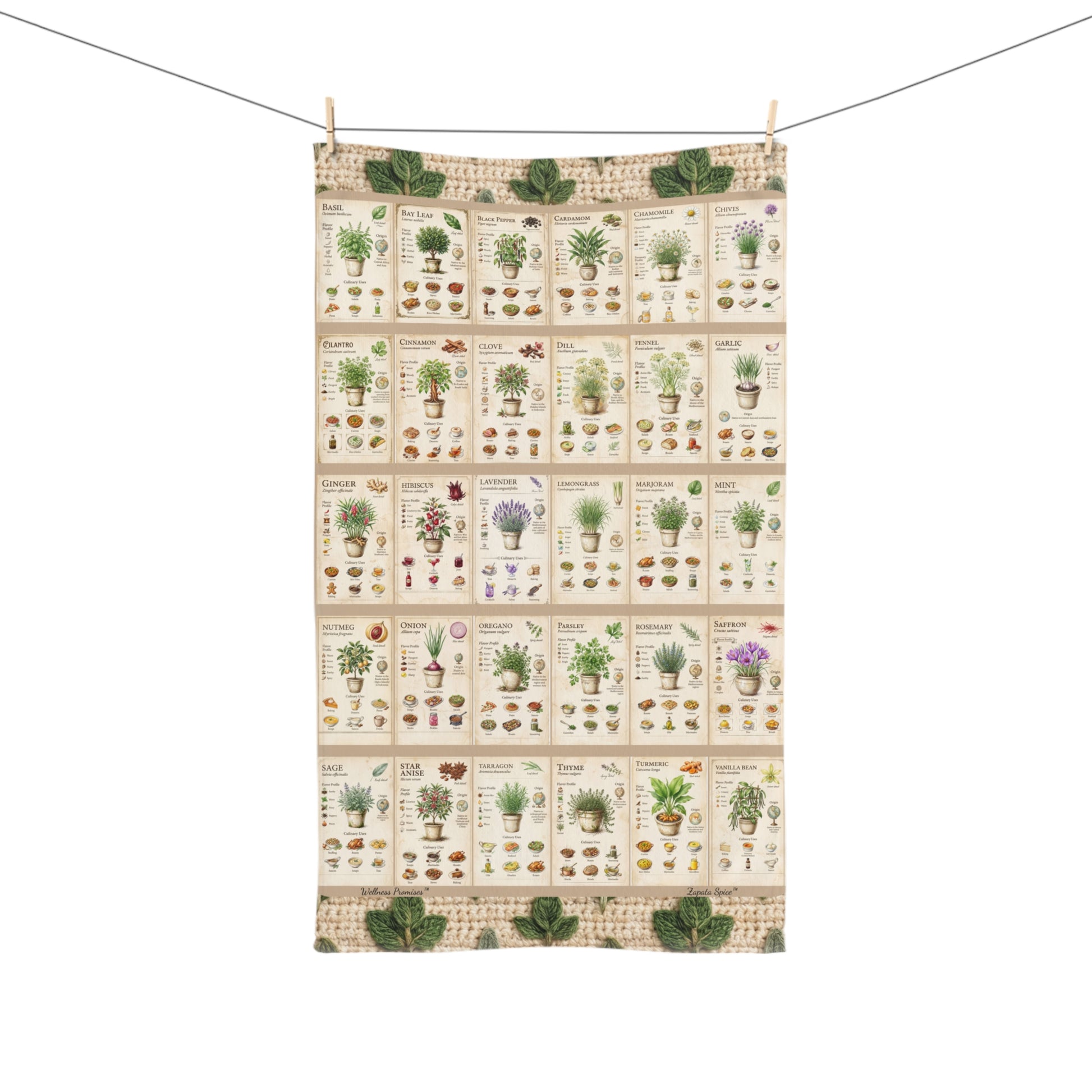30 Herbs & Spices Kitchen Hand Towel