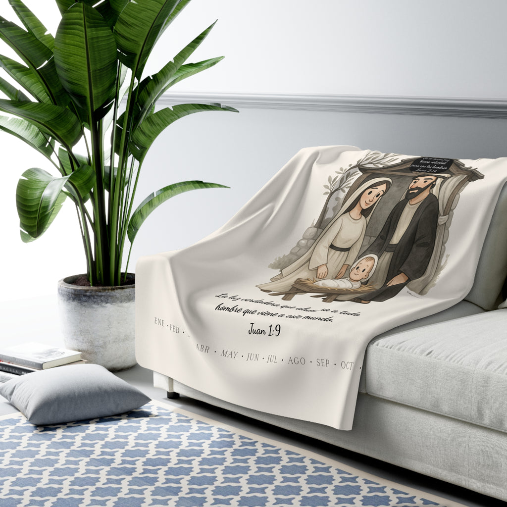 Sherpa Blanket — "Las Buenas Noticias" Natividad / Spanish Christmas Nativity Throw